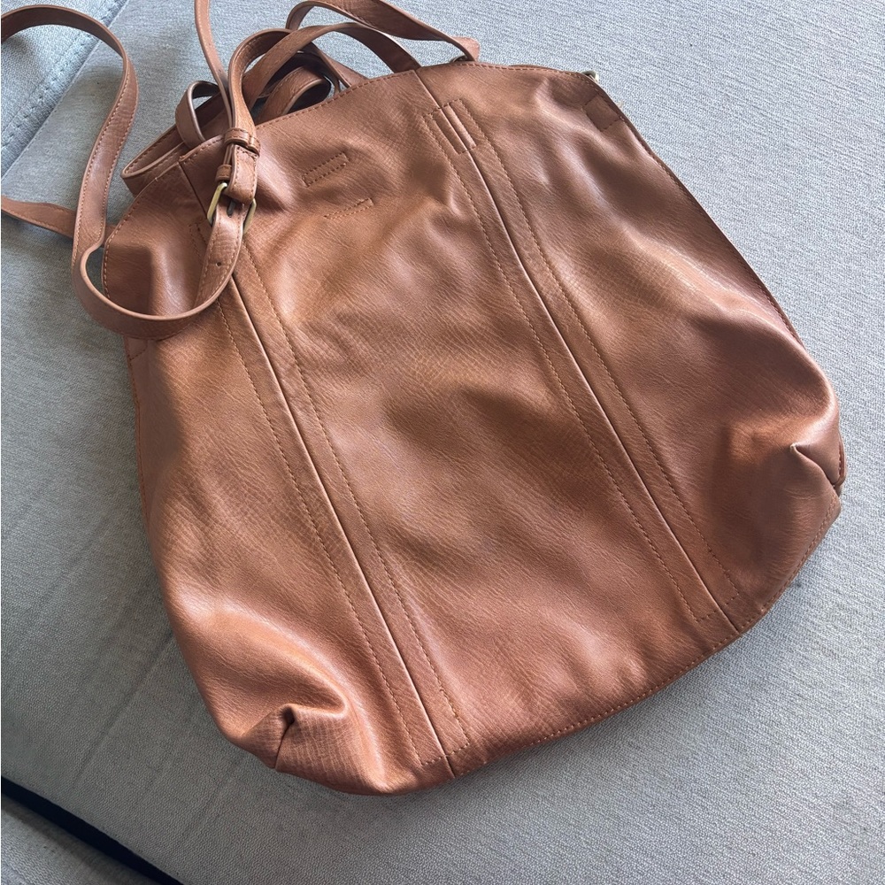 Elegant Tan faux Leather Tote Bag